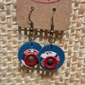 Boucle d'oreille cuir et textile