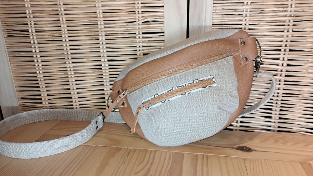 Sac banane Coquelicot camel/beige