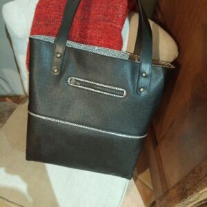 Sac cabas Pivoine noir grainé