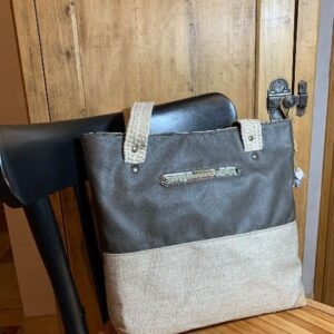 Sac cabas Pivoine kaki et beige