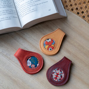 Marque-page aimanté cuir et textile